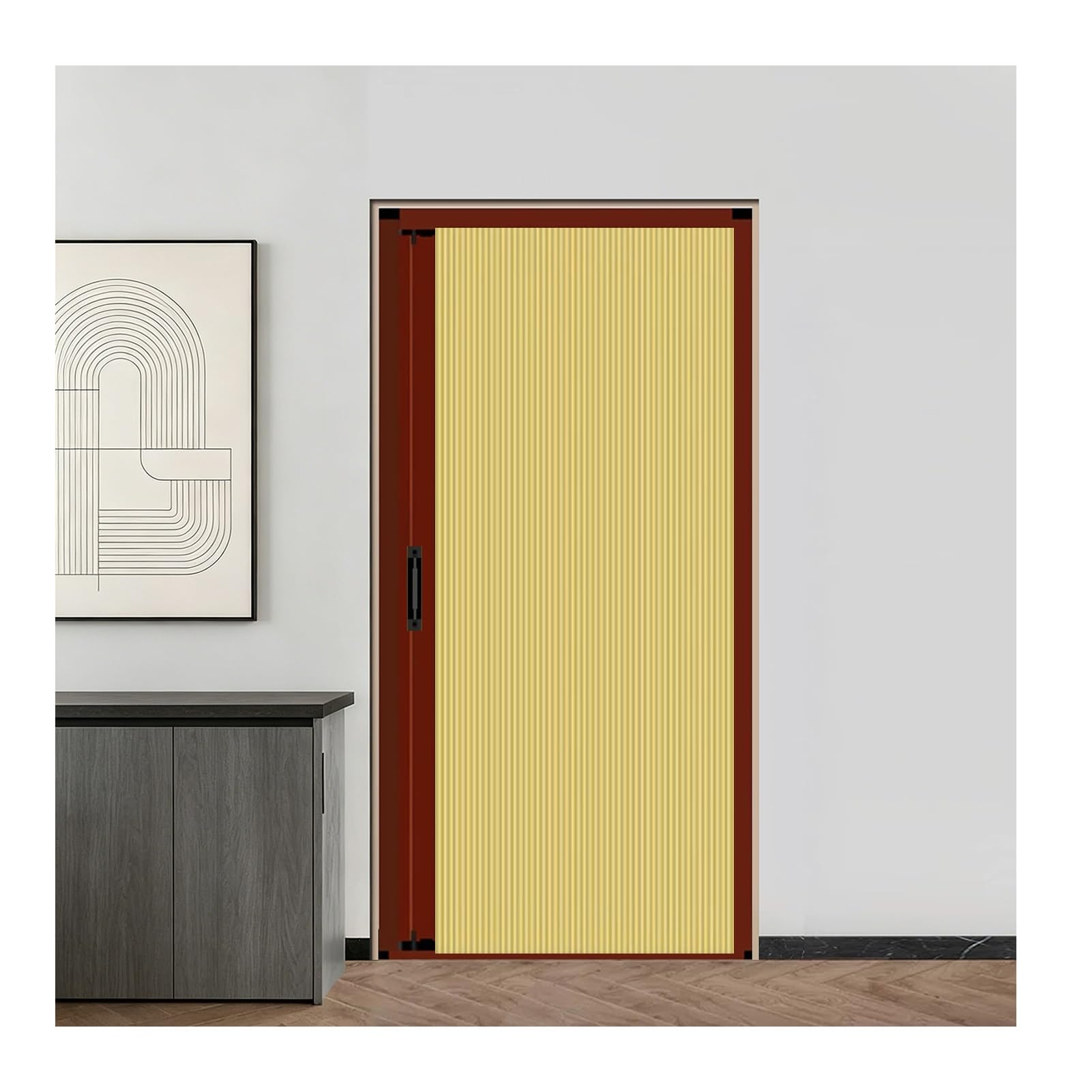 Kphymod Yellow No Drill Folding Accordion Door, Portable Sliding Room Divider With Honeycomb Fabric, Privacy Screen For Rental Apartment Closet & Small Space(,68.6X198.1cm)
