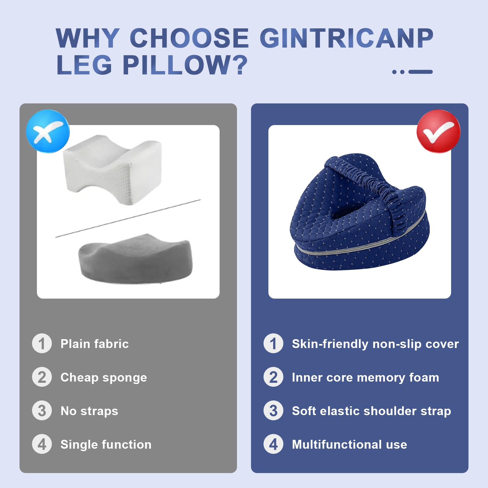 Cuscino Gambe per Dormire, Cuscino Ginocchia per Dormire, Cuscino Ortopedico Memory Foam Forma Cuore per Allineamento Anca e Colonna Vertebrale, per Sciatica, Dolore Alla Schiena