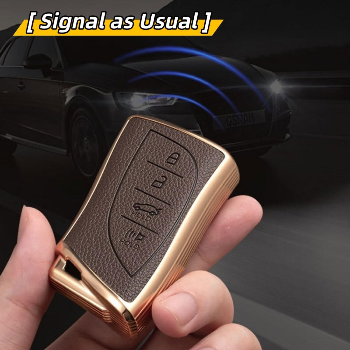 Key Fob Cover for Lexus with Key Chain, Upper Leather + Soft TPU Key Cover Case Shell for ES350 ES300h UX200 RX350 RX450h NX300h GX460 TX550 LX600 LS500 LC500h, 4 Buttons (Brown) - Image 5