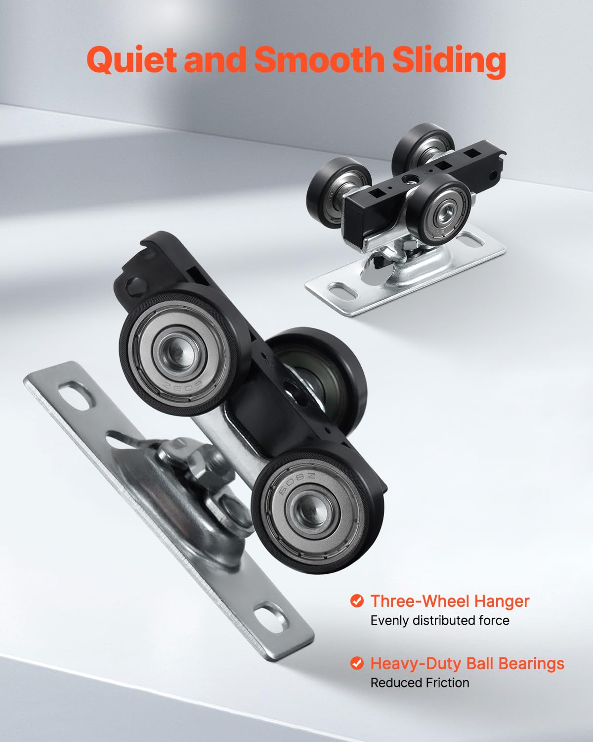 VEVOR Kit di Binari per Porte Scorrevoli a Scomparsa, per Impieghi Gravosi 1746 mm, Set di Binari e Ferramenta per Porte Scorrevoli di Qualità Commerciale per Porte Singole Larghe da 610–914 mm