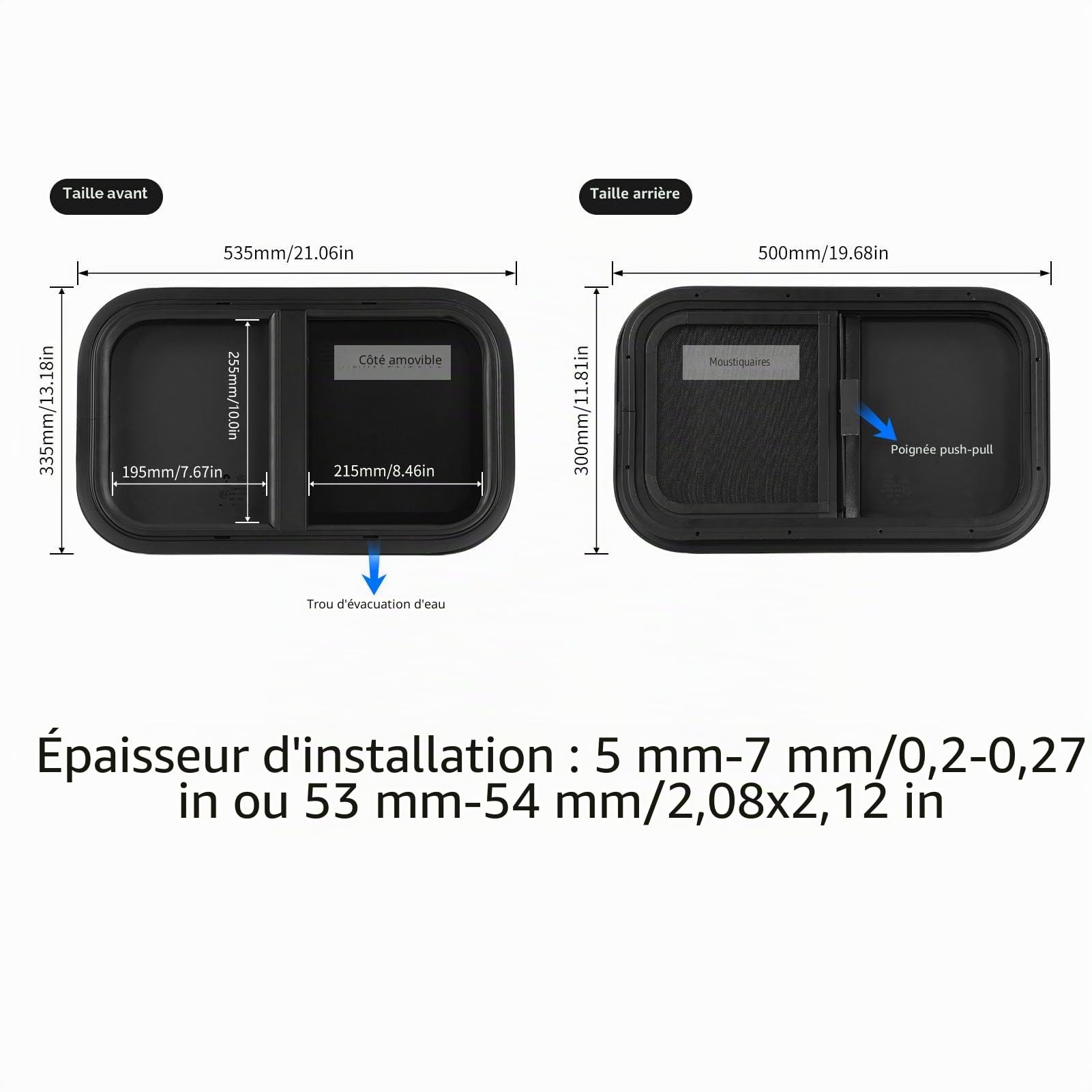 Fenêtre avec moustiquaire, fenêtre latérale de caravane, fenêtre latérale push-up, protection contre les insectes, protection solaire, moustiquaire pour fenêtre de caravane, camping-car, caravane