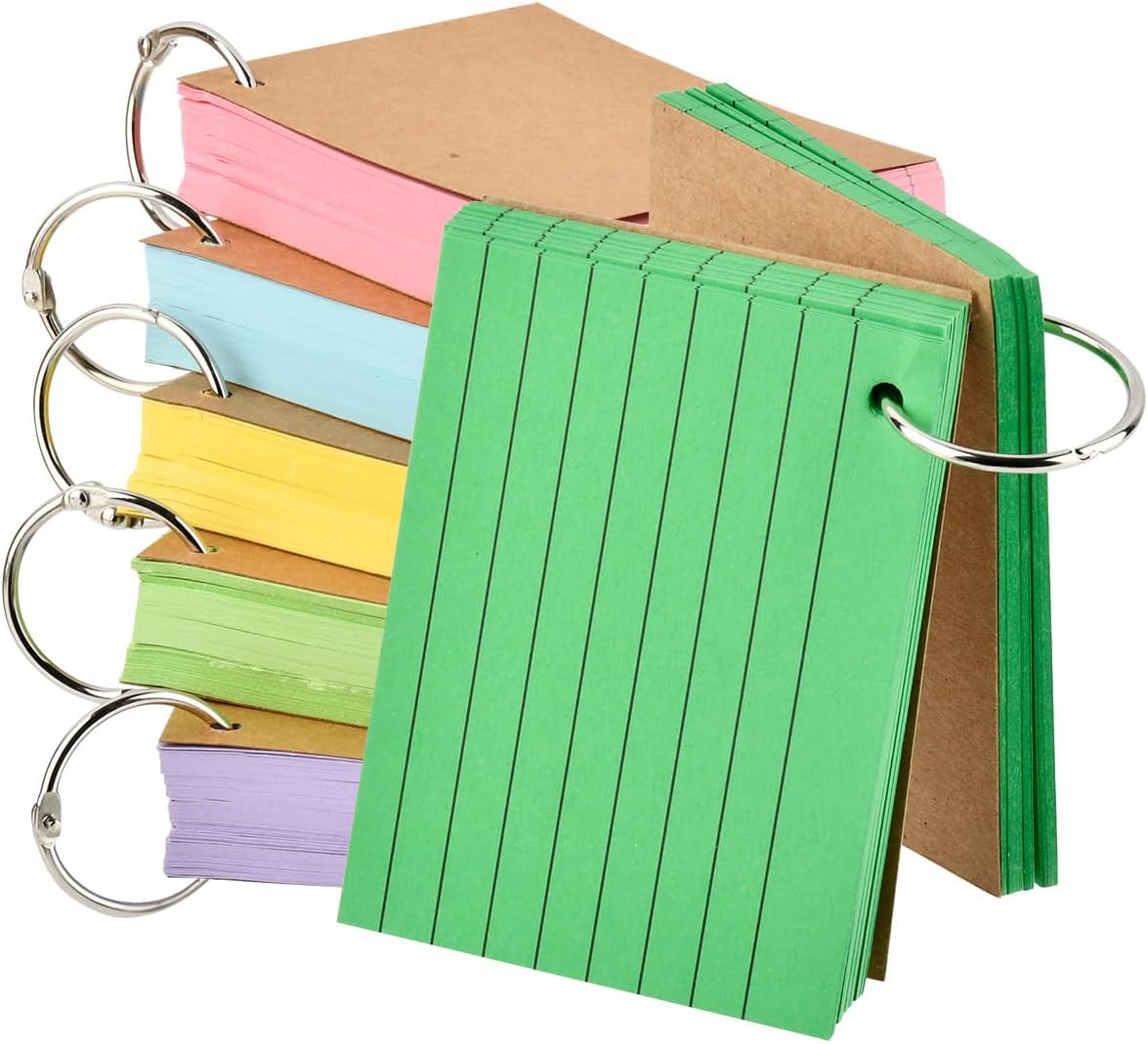 Koogel Colored Index Cards 3x5 Inch, 272 Pack - Heavyweight Ruled Note Cards For Studying, 8 Colors