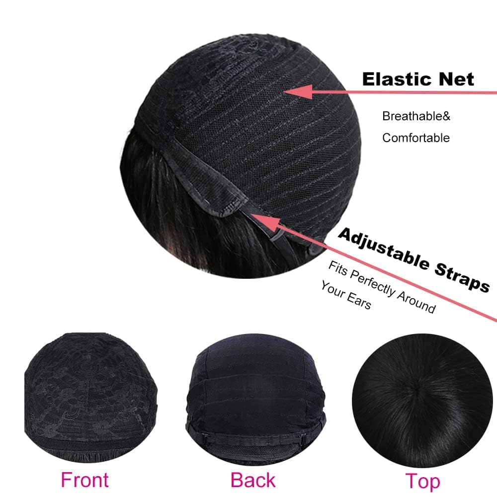 CORDELIA Glueless Wigs Human Hair with Bangs Straight Human Hair Wig with Bangs 150% Density None Lace Front Wigs for Black Women (28inch)