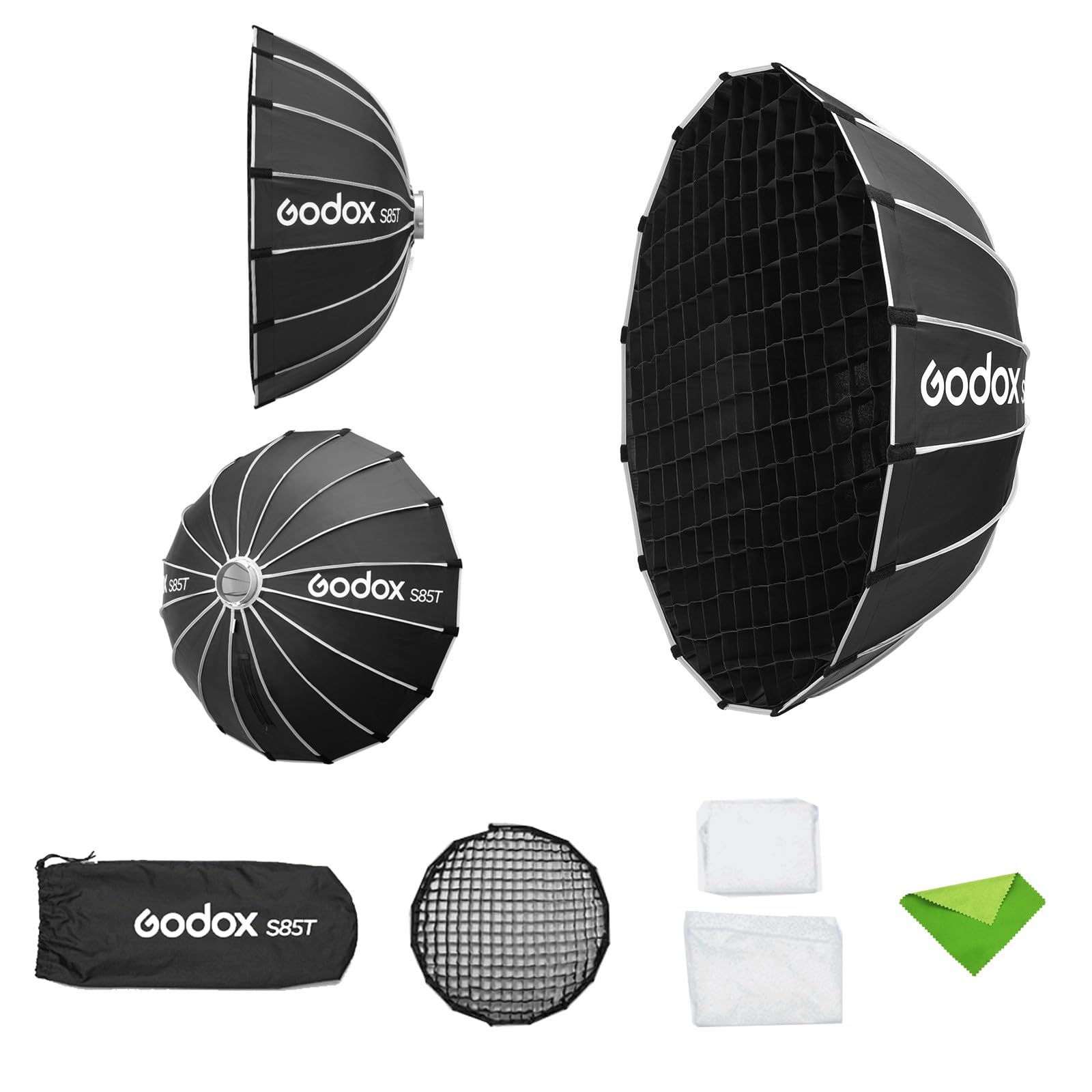 Godox S85T 85cm/33.4inch Umbrella Softbox+Grid, Bowens Mount Quick Release Soft Boxes Light Diffuser Reflector for Godox SL60, SL150, SK400II, AD600BM, AD400Pro for Live Streaming, Portrait, etc