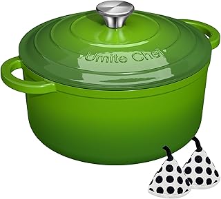 Umite Chef 5QT Enameled Cast Iron Dutch Oven Pot with Lid, Heavy-Duty, C...