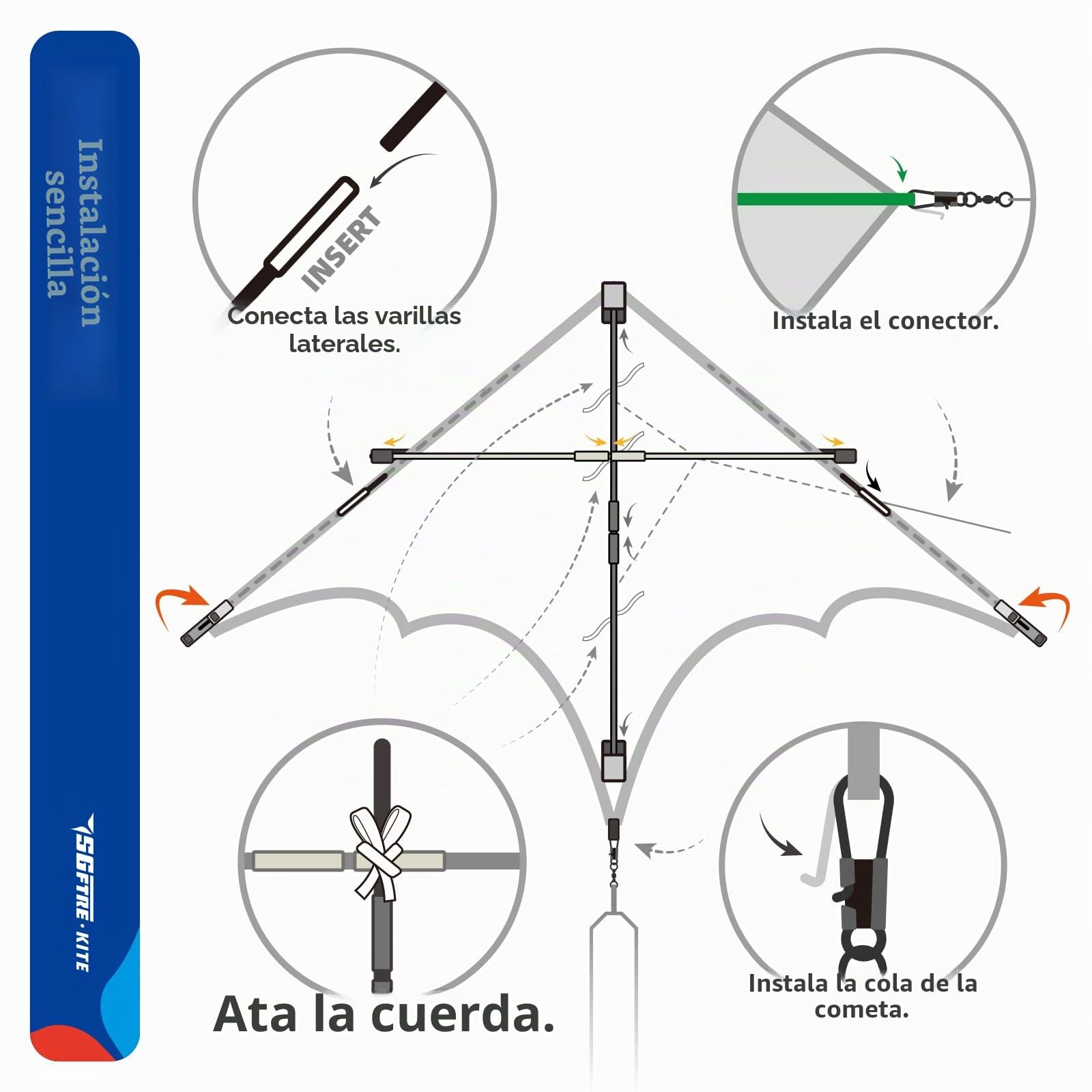 SGftre Cometa Delta grande azul para niños y adultos, extremadamente fácil de volar para principiantes, cometas para viajes a la playa, parque, actividades familiares al aire libre