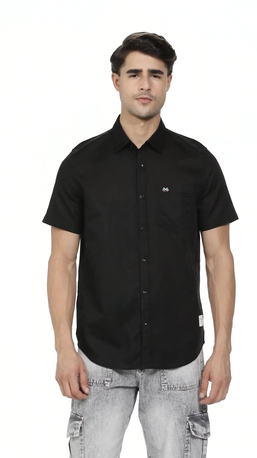 Thomas Scott Mens | Half Sleeve | Solid Plain Color | Slim Fit | Cotton Blend | Spread Collar | Casual