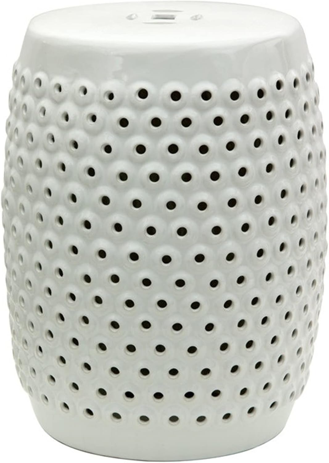 Decorative Garden stools, Decorative Ceramic Garden Stool, Glazed Hollow Shoe Changing Stool Drum Stool, Suitable for Outdoor Garden, Living Room, Terrace, Etc.(White)