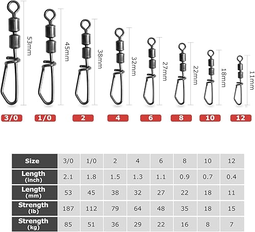 Miniatura 2 de Goture 2 Barrel Swivels with Snap,2030 Pcs Fishing Swivels,Essential Barrel Swivels Fishing,Reliable and Durable Fishing Snap Swivels for Anglers