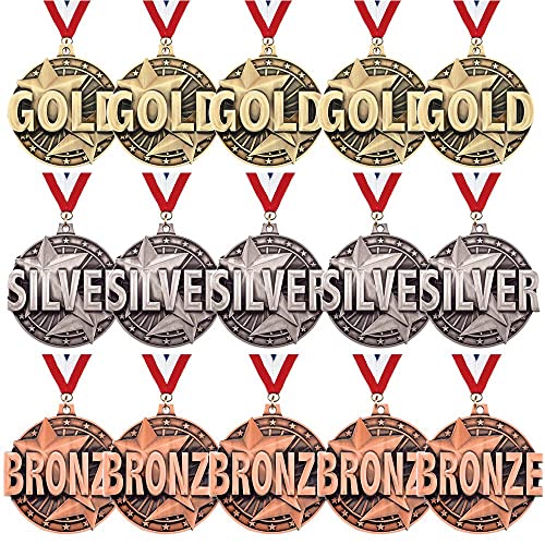 2" Gold, Silver, And Bronze Place Achievement Medals, 15 Pack Prime