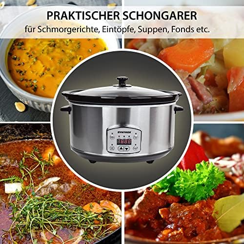 Syntrox Germany Schongarer mit 6,5L Slow Cooker mit 3 Heizstufen und Warmhaltefunktion und 320