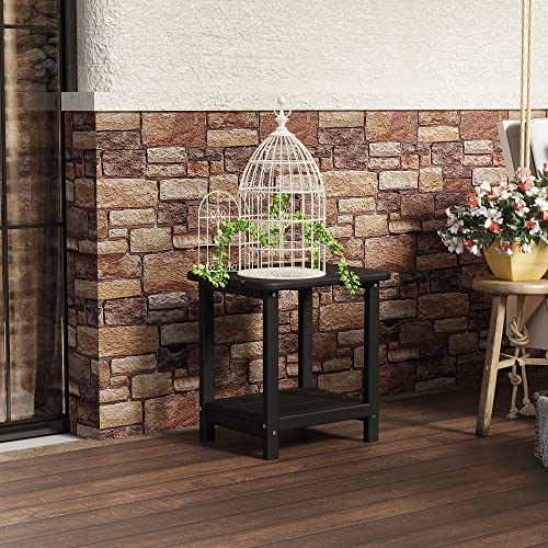 Sundale Outdoor Small Side Table, Patio All Weather Small Adirondack End Table Hdpe Water Resistant 2 Tier Rectangular Outside Table For Pool, Garden, Beach, Black #TOP4
