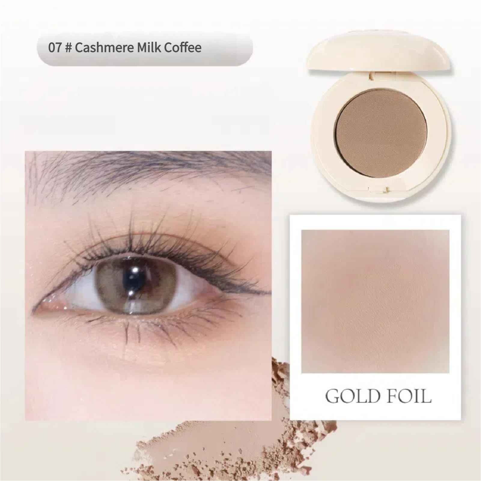 Dreamy Matte & Shimmer Eyeshadow Single, Low Saturation, Waterproof, Sweatproof, Long-Lasting, Highlight, Inner Corner - Image 2