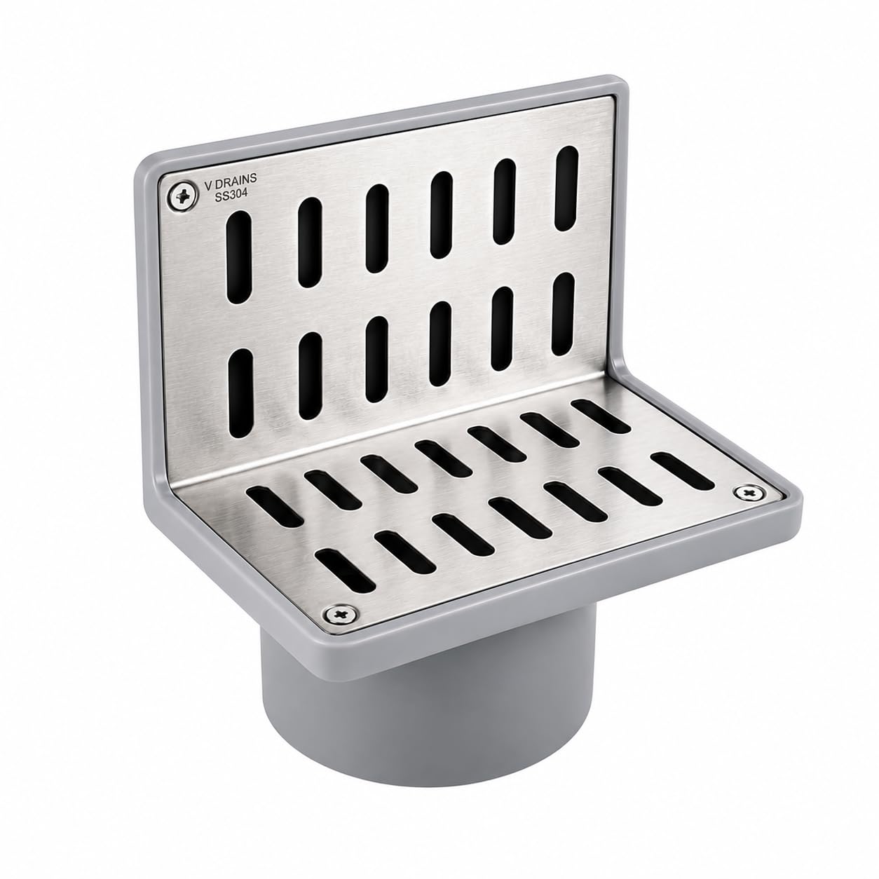 V Drains 4 inch Outlets Roof/Balcony/Terrace/Side Wall Corner Parapet Scupper L Shape Drain in ABS + Stainless Steel Grating (125mm x 145mm) with Horizontal/Vertical Outlet Size - 5 Inch x 5.7 Inch-image-9