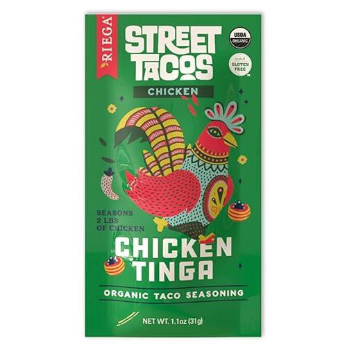 Miniatura 3 de Riega Condimento orgánico de pollo Tinga Street Taco, mezcla perfecta para auténticos tacos de pollo rallado en olla de cocción lenta, 1.1 onzas