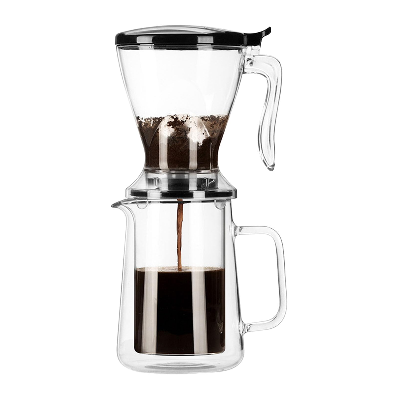 Qisuw Modern Hand Drips Coffee Maker Drips Filter Cup & 650ML Borosilicate Glass Sharing Pots for Great Flavor Extractions Coffee Enthusiasts