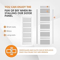 Vista 3 de BARNER HOME Puerta corrediza de granero de 72 pulgadas (doble 36 pulgadas) x 84 pulgadas, MDF, imprimada, 5 paneles de vidrio, necesita montar