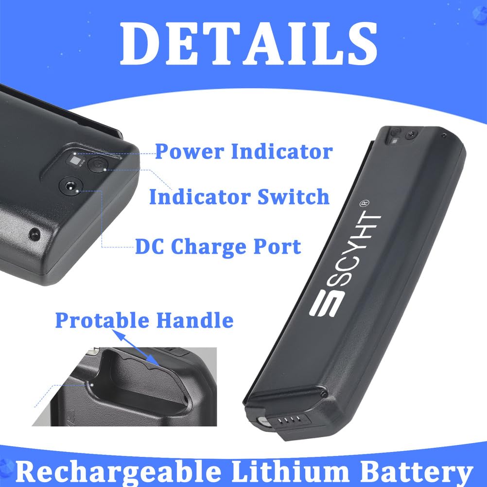 Batterie Li-ION 36 V 10,4 Ah 14 Ah 12 Ah Batterie Rechargeable 48 V Batteries Lithium 36 V Batteries Trottinette pour Moteur 250 W à 700 W avec Chargeur et Port 4 Ports,48v10.4ah