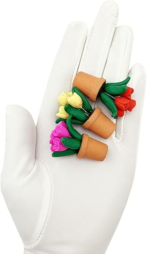 Miniatura 6 de 3 piezas de plantas en maceta en miniatura 1:12 mini escena de casa de muñecas bonsái tulipanes modelo accesorios micro decoración paisaje