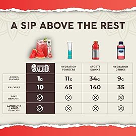 Salud 2-in-1 Hydration Packets + Immunity Electrolytes Powder, Watermelon Margarita - Agua Fresca Drink Mix, Elderberry, Dairy & Soy Free, Non-GMO, Gluten Free, Vegan, 1g Sugar (15 Servings)