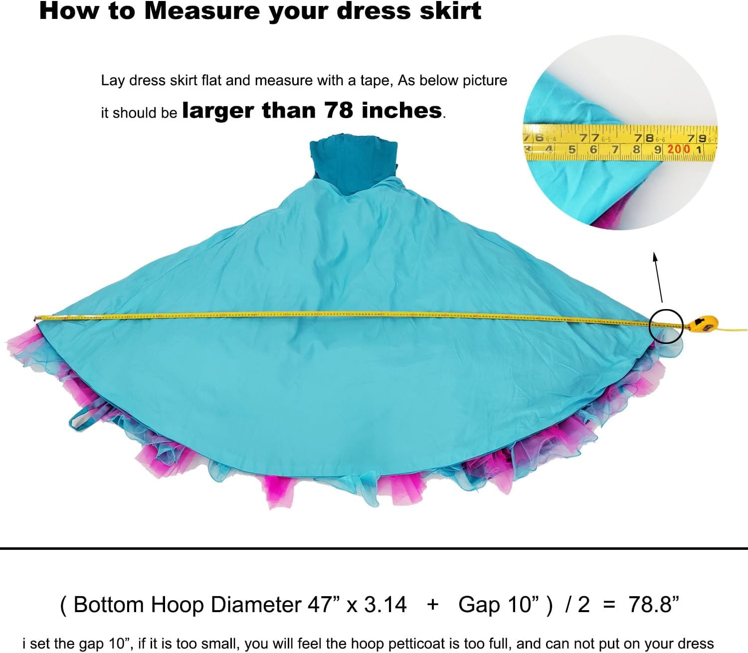 CEZOM Women 6 Hoop Petticoat Crinoline Underskirt for Bridal Wedding Dress MPT036 - Image 5