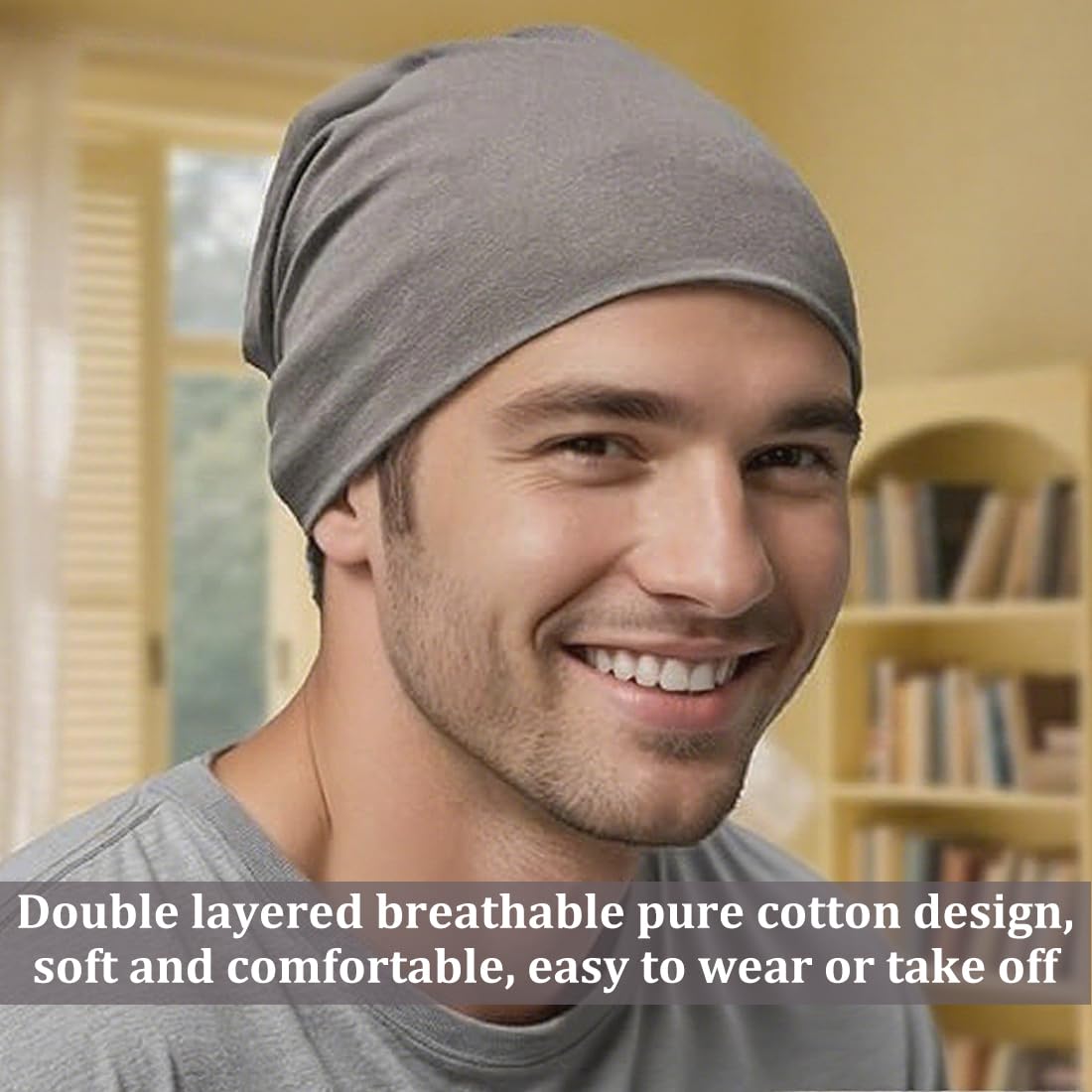 Gorro Pelo Rizado Dormir Unisex Ajustable Suave para Mujeres y Hombres