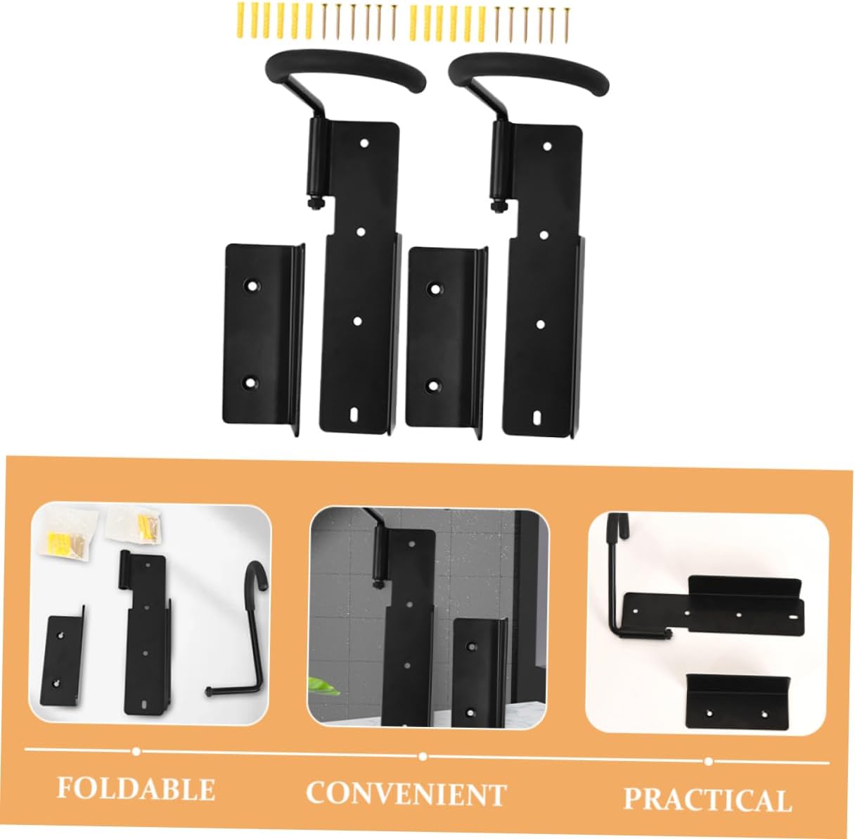 jojofuny 2sets Wall Mount Bike Hanger Rack for Garage Space-Saving Bracket Expansion Screws Design to Protect Your Bike Frame