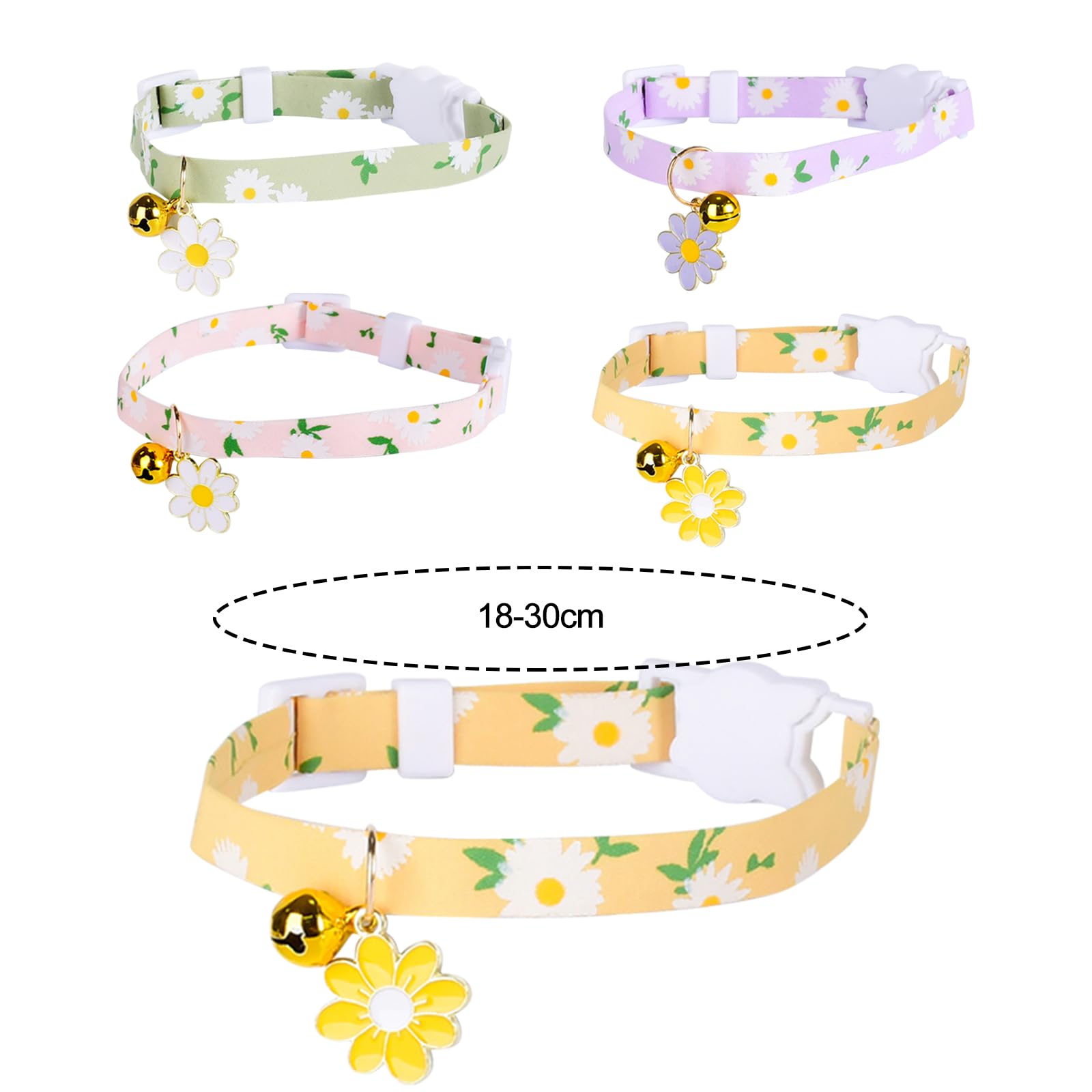 JSTHHTT 4PCS Cat Collars with Bells, Adjustable Kitten Collars, Safety Release Buckle, Removeable Bell - Image 2