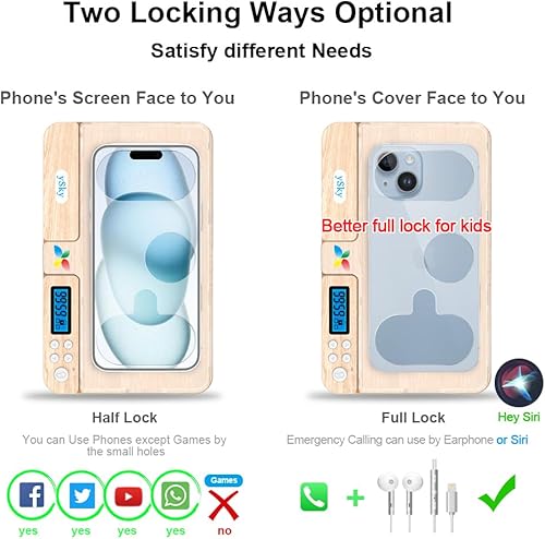 Miniatura 9 de ySky Caja de bloqueo de teléfono con temporizador automático portátil para teléfonos iPhone y Android, temporizador de control automático para