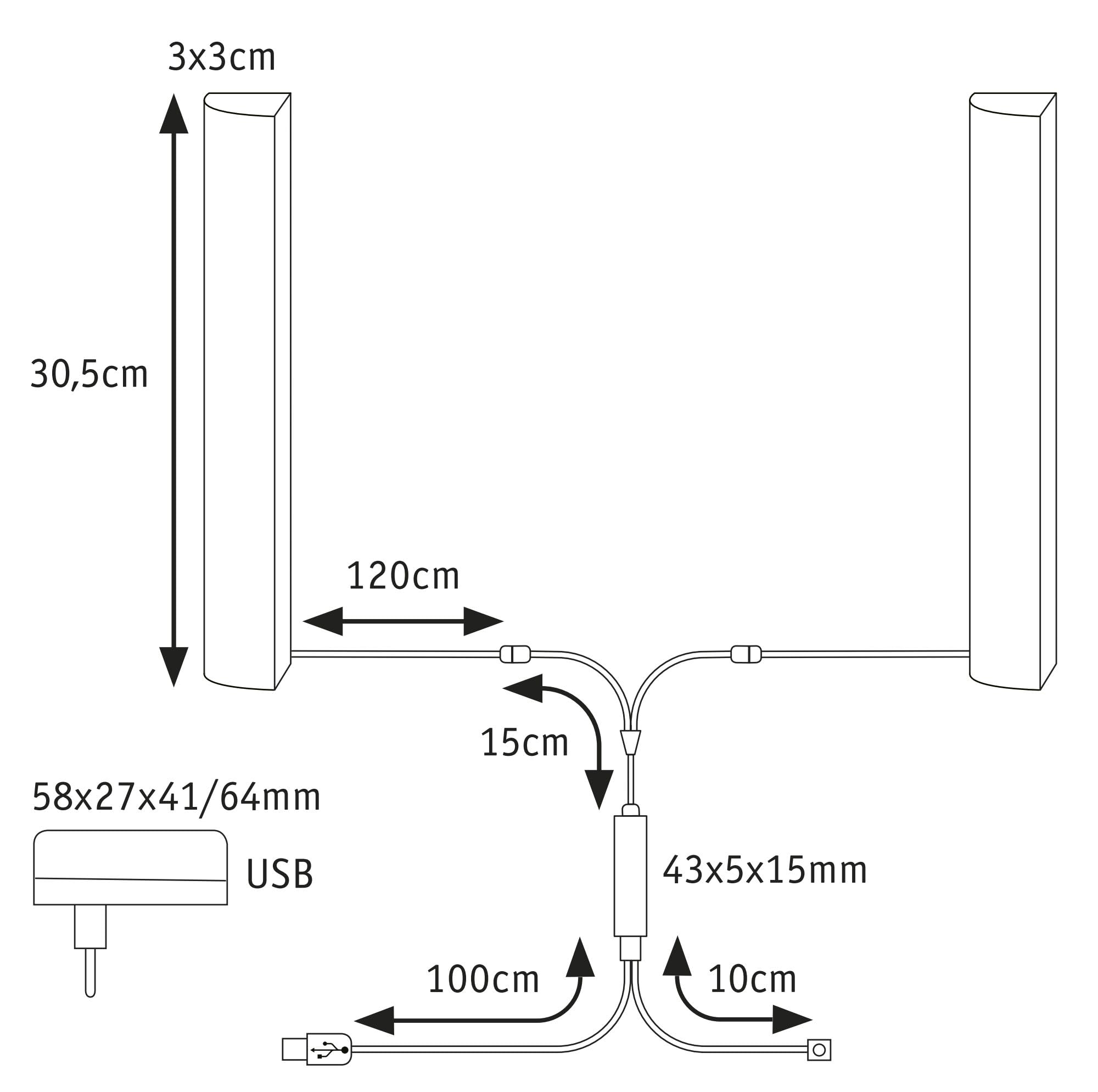 Paulmann 78878 EntertainLED Barre lumineuse LED RVB à intensité variable 2 x 0,6 W 2 x 24 lm RVB