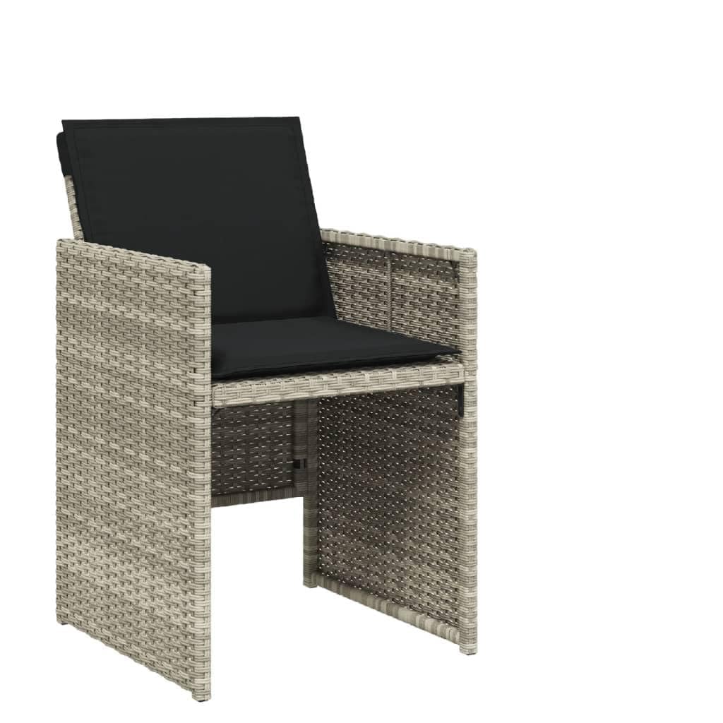 Chaises de jardin pliables en polyrotin gris avec coussins (Lot de 4)