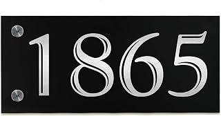 Modern House Sign Small with Black Aluminum (ACP) and Silver Fiber Laser Engraved Designs/Fonts- Home Address - Plaque - Engraved Font