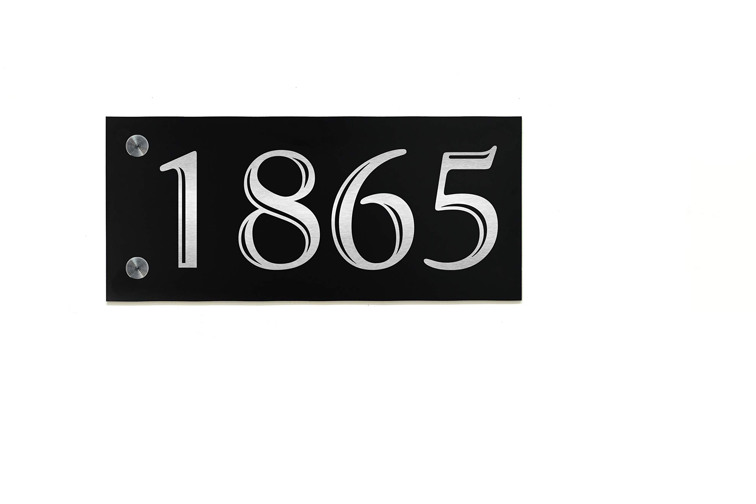 Modern House Sign Small with Black Aluminum (ACP) and Silver Fiber Laser Engraved Designs/Fonts- Home Address - Plaque - Engraved Font
