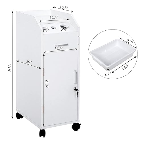 Miniatura 10 de SSLine Gabinete de almacenamiento para salón de belleza con soporte para secador de pelo, estación de estilo con cerradura, gabinete de