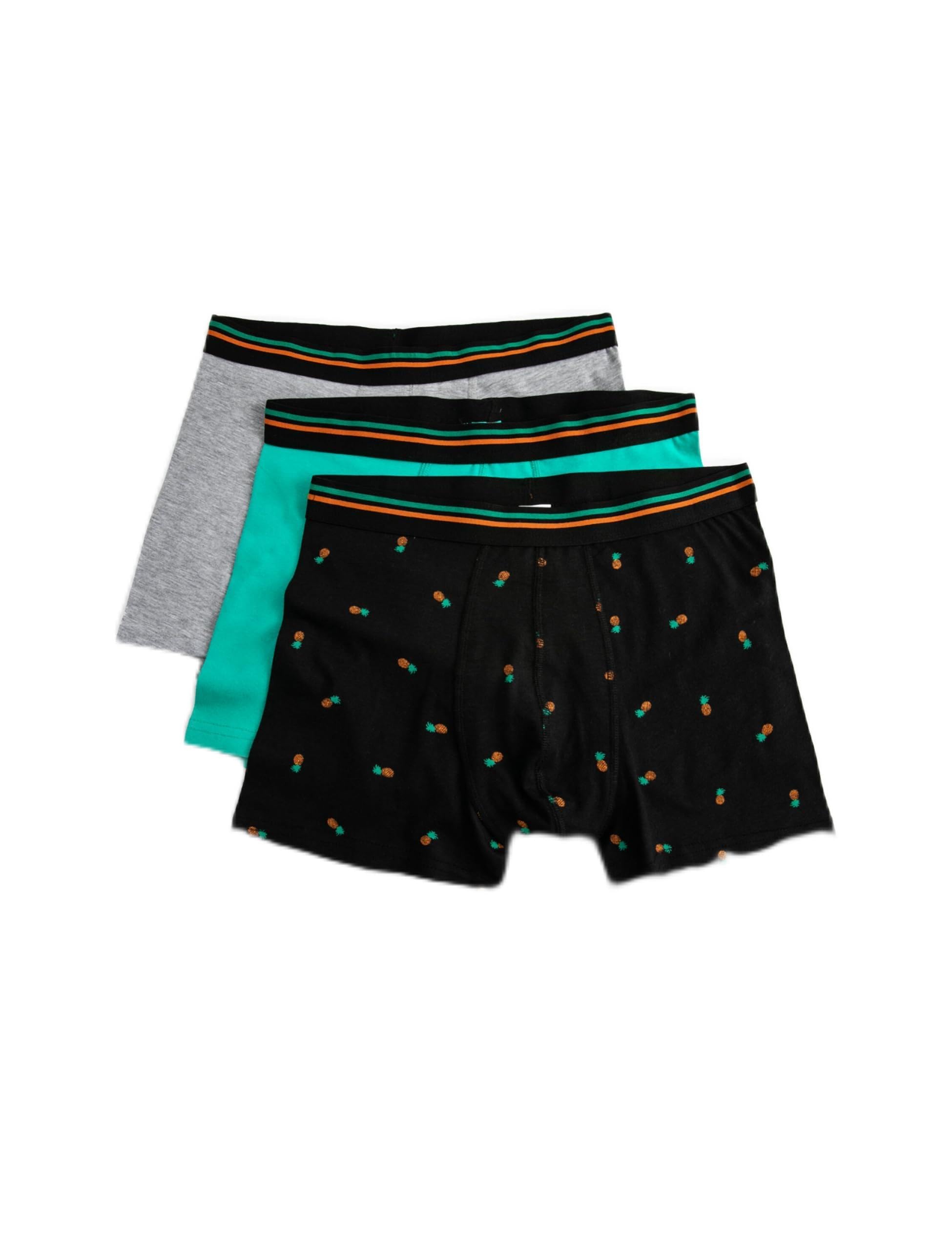 Ananas Baskılı 3'lü Boxer Seti Beli Lastikli