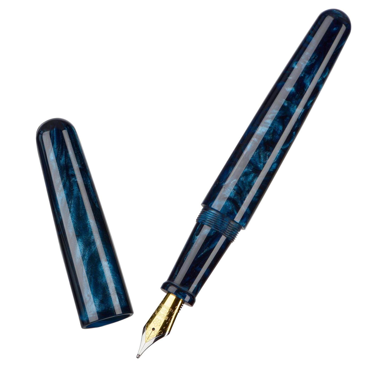 Asvine Fuliwen 017 Paars-Groene Hars Vulpen, Medium Nib Handgemaakte Gouden Slang Ring Converter Schrijven Pen