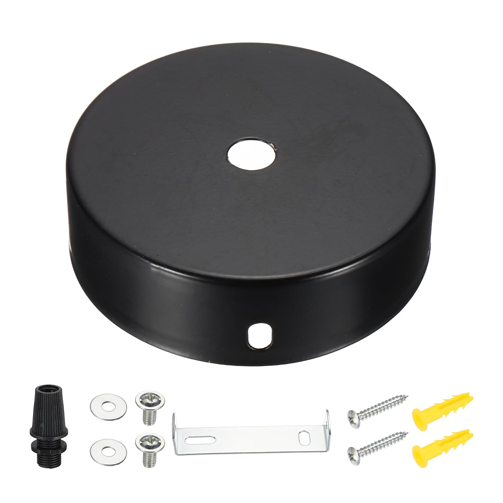 VIAPUICE Metal Round Solid Lamp Stand 3.2" x 1"- 1 Pcs Metal Circular Lamp Base Iron Round Light Base for Home Decor DIY Bedroom Living Room, Version A Edge-Mount, Black