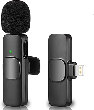 Mini Wireless Lavalier Microphone for iPhone & iPad - Professional Clip-On Lapel Mic for Podcasts, Singing, Kids - Cordless Omnidirectional Noise Reduction Denoise Condenser Recording