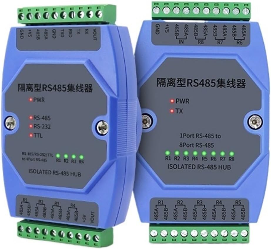1PCS Rs485 Repeater Modbus Rtu Protocol Din Rail Mounting 1500v Isolation(1 to 8-Port RS485)