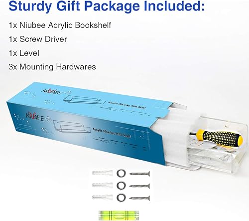 Miniatura 7 de Estantería flotante de acrílico para niños, invisible, de pare, para libros, estantería de almacenamiento con bordes frontales
