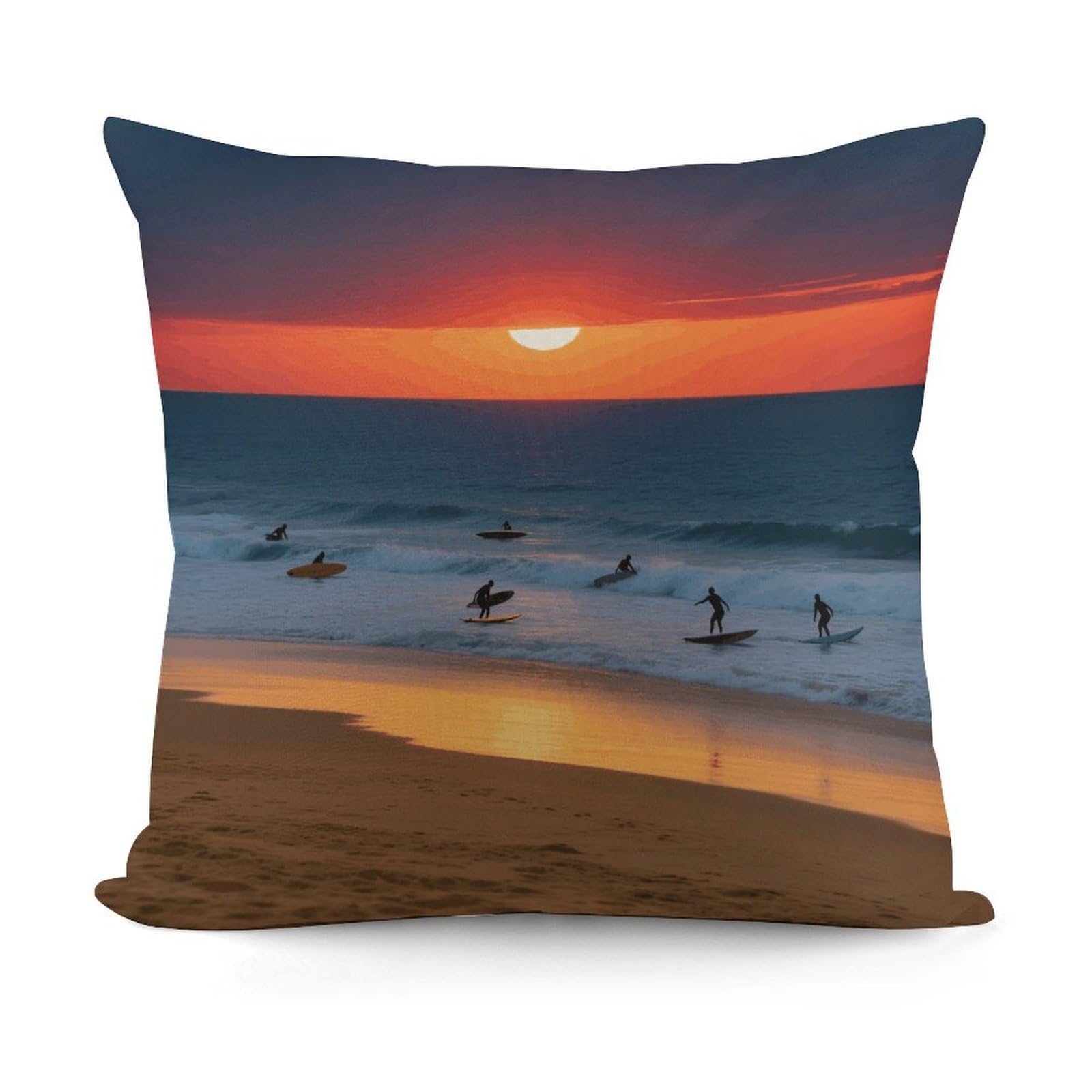 VstaDank Beach Red Sunset Throw Pillow Covers Fade-Resistant Removable Pillowcase Square Cushion Case Cozy Pillow Case Breathable Pillow Protector Soft Pillow Shams 18"x18"