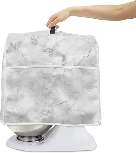 Miniatura 2 de Cubierta para batidora de pie compatible con mezclador de cocina, fundas a prueba de polvo con estampado de mármol blanco con bolsillos, se adapta a