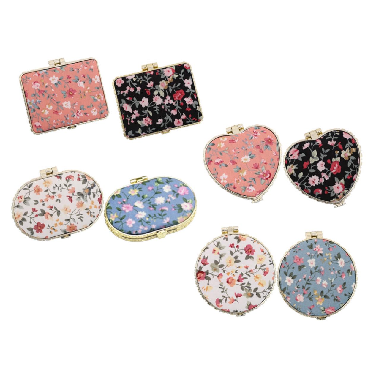 8 Stück-Pack Tragbarer Kleiner Spiegel mit Blumenmuster, Faltbar