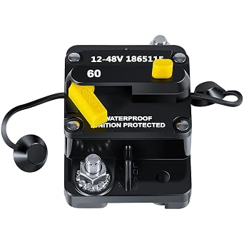 1865115 MKR-27 Circuit Breaker 60 Amp for Minn Kota Freshwater and Saltwater Trolling Motors Marine Boat Battery Accessory RV Truck Car 12V/24V/36V/48V DC Systems Waterproof Heavy Duty