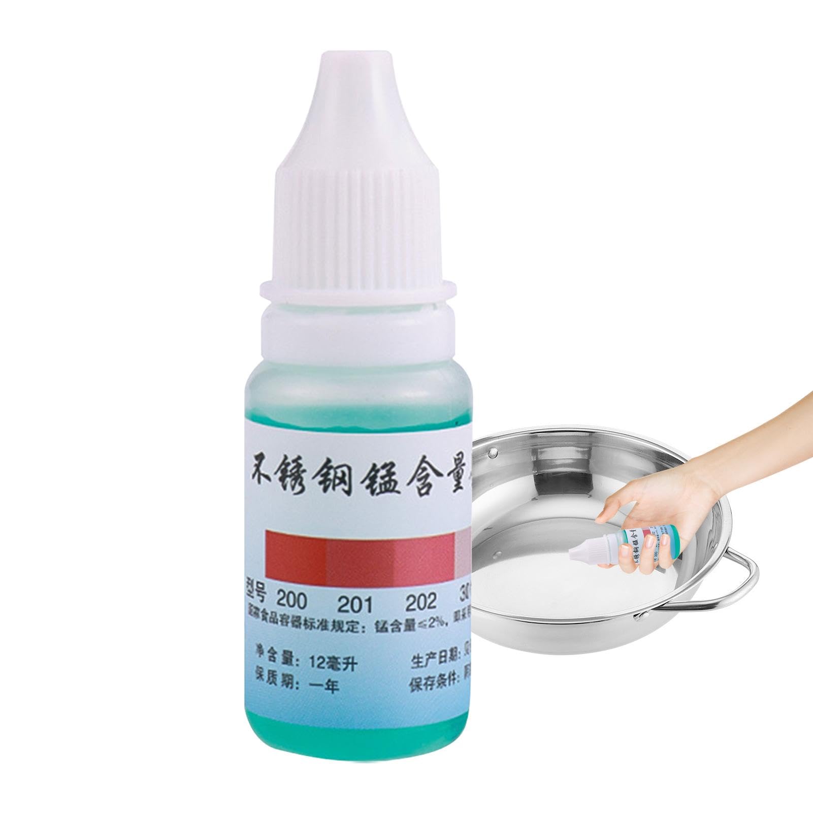 Edelstahl-Testflüssigkeit 12 Ml – Schnelltest Für 304er Qualität, Kurzer & Langer Schwanz, Reagenz Für Küchenutensilien & Haushalt