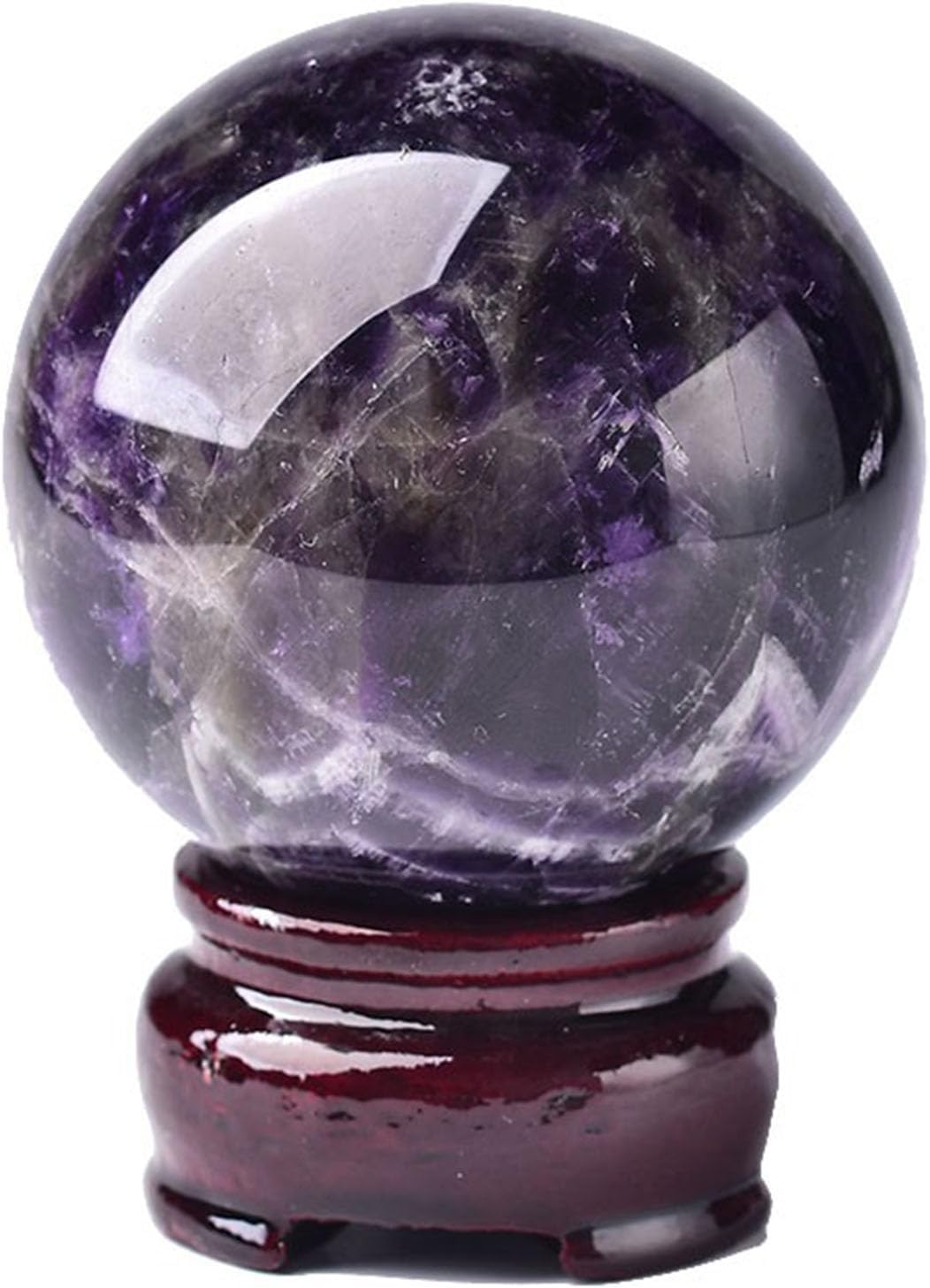 11cm, Large Amethyst Crystal Ball with Stand Purple & White Crystals Sphere Gemstone Ball Witchcraft Home Decor Stone