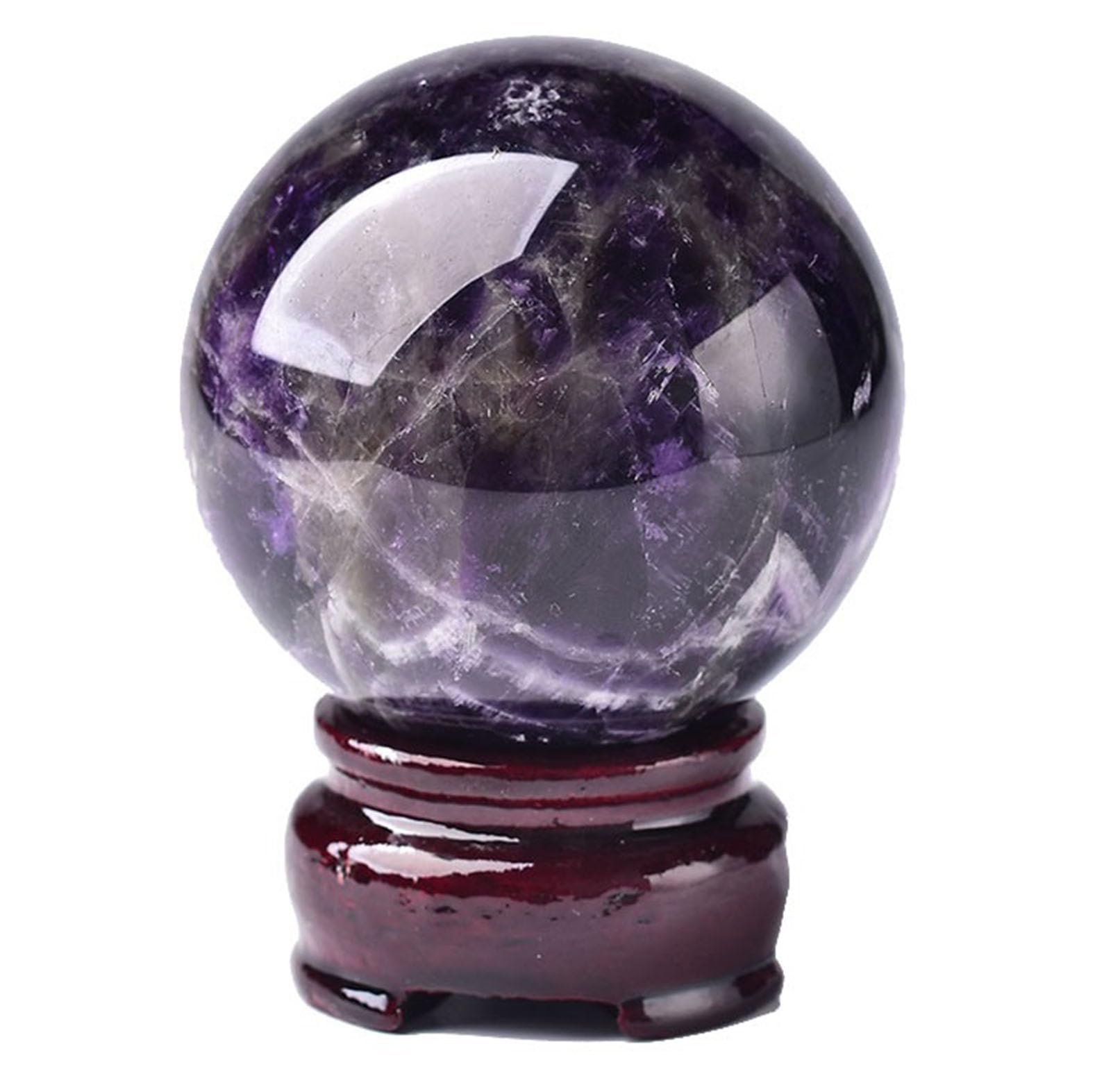 DPURPIWADY 9cm, Large Amethyst Crystal Ball with Stand Purple & White Crystals Sphere Gemstone Witchcraft Home Decor Stone