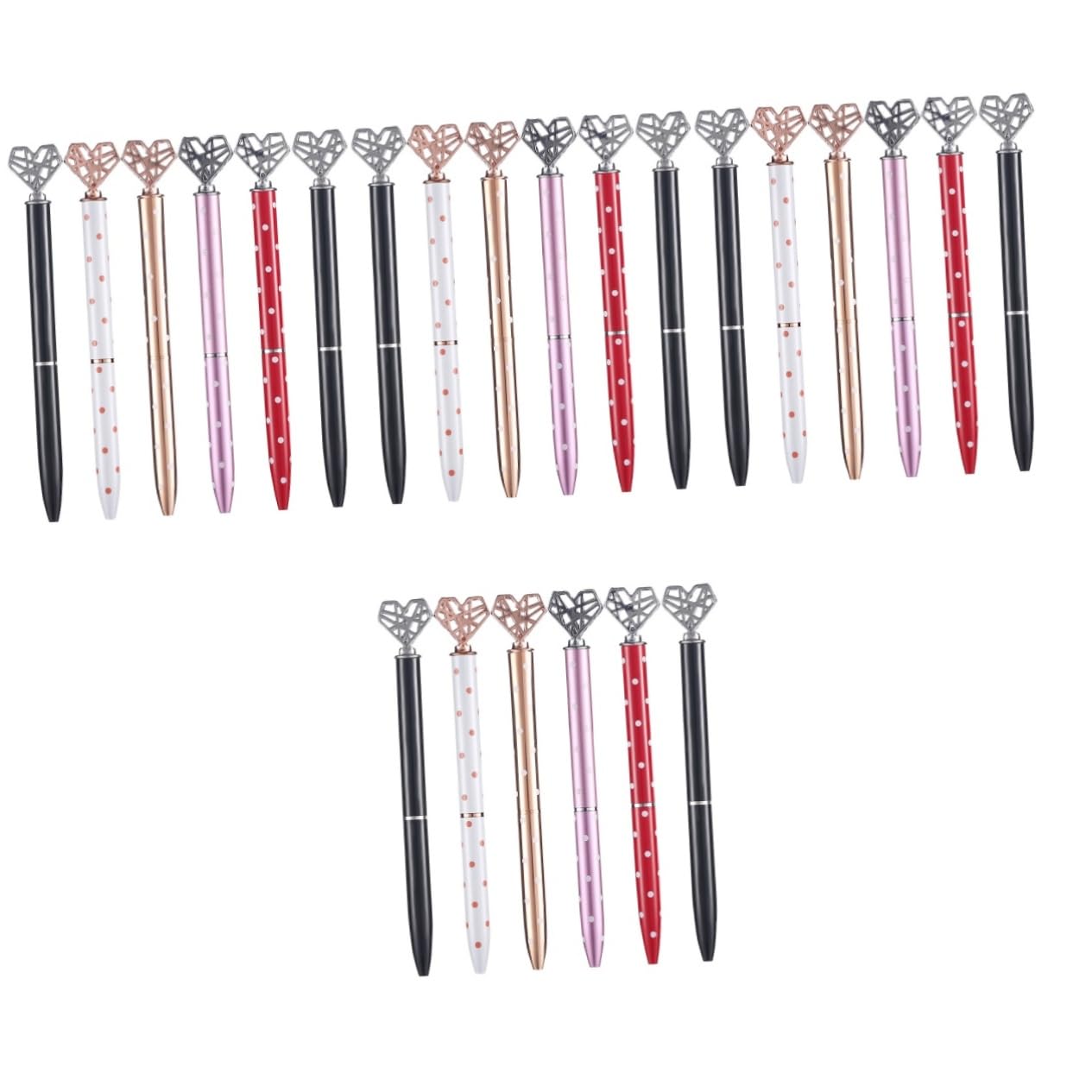 Lurrose Lot De 4 Stylos À Bille Ergonomiques En Métal Décorés De Cœurs Pour Lécole 6 Pièces X 4