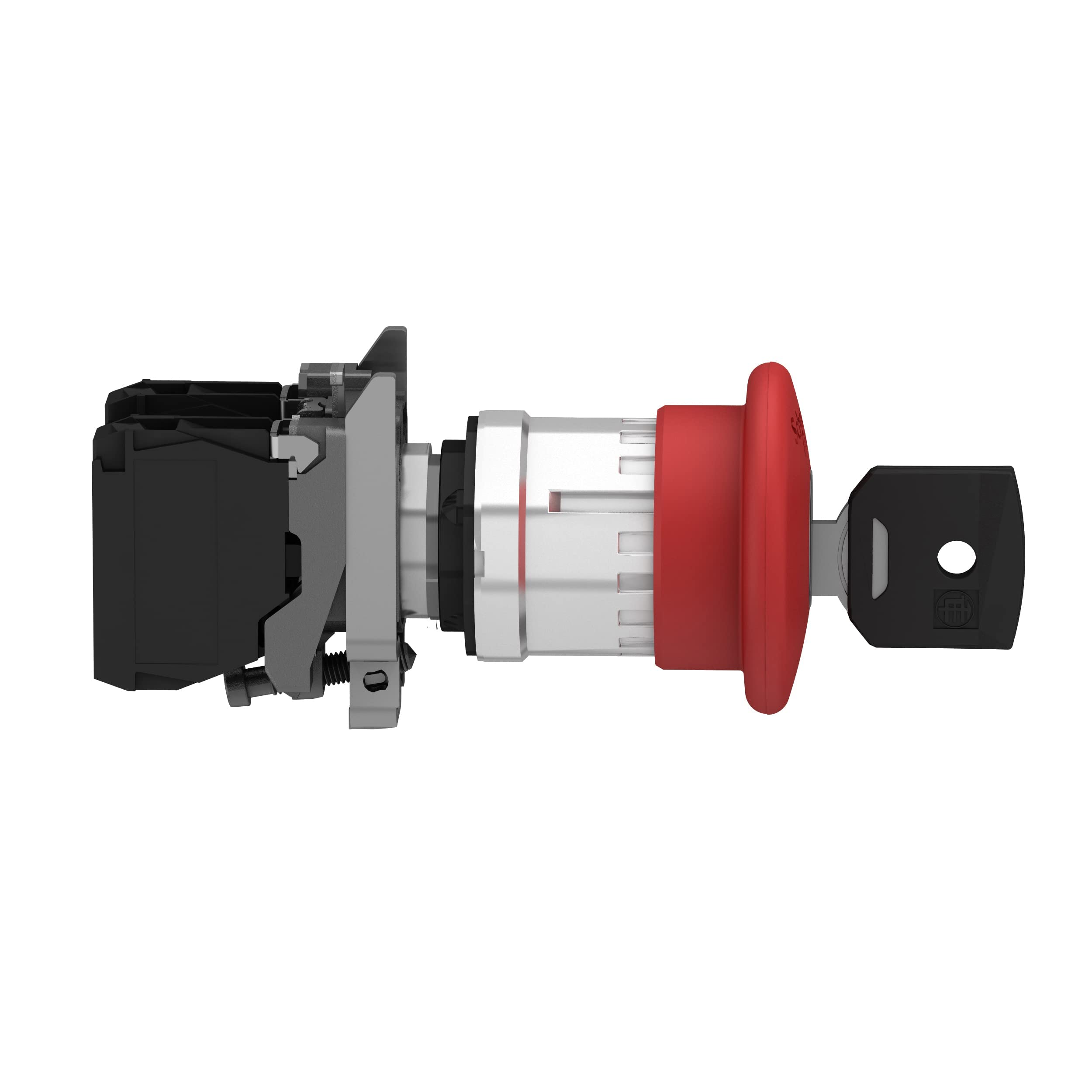 Schneider Electric XB4BS9445 Pulsador Parada de Emergencia Diámetro 22, Cabeza Redonda Diámetro 40, Liberación Llave, Rojo