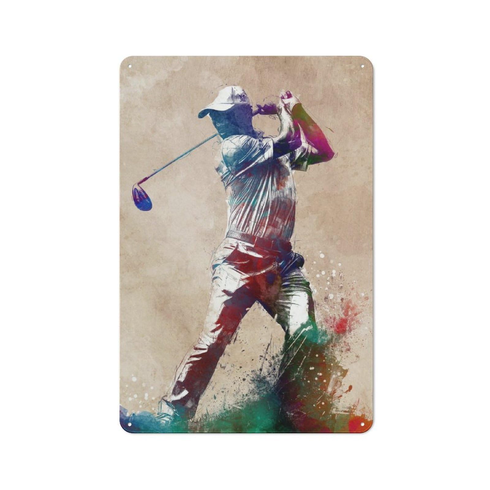 Junmoney Golfer Sport Art Metal Plaque 30X20cm With For Pub Or Café, Rustic Decor, For Garage, Workshop And Man Cave Decoration